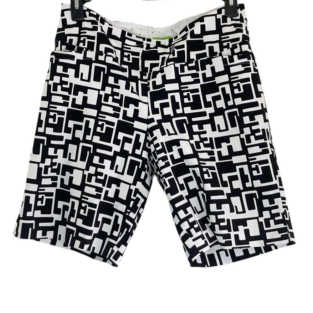 SWING Control Gold Black and White Geometric Print Shorts size 16